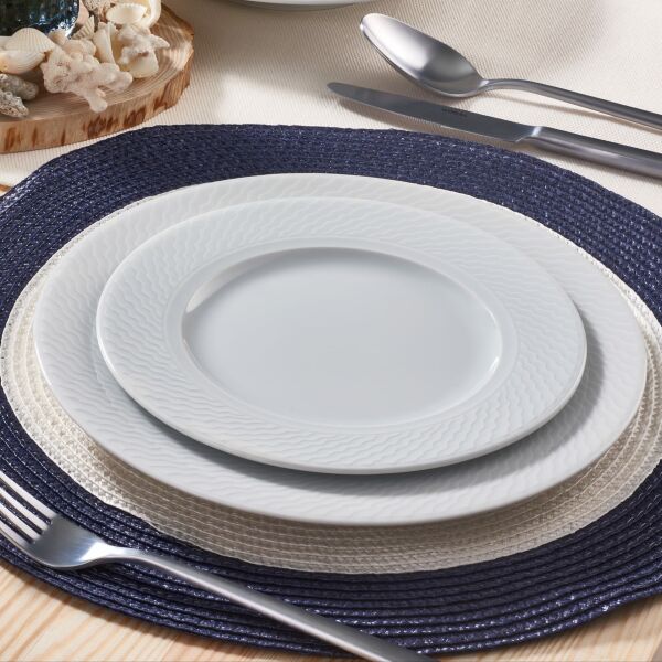 Güral Porcelain Okyanus 18 Piece Dinner Set for 6 People, White