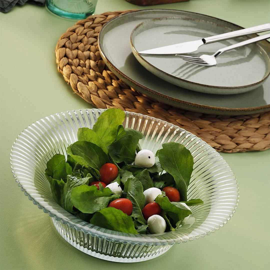 Fecra Lucetta Glass Round Salad/Fruit Bowl 24cm, Clear