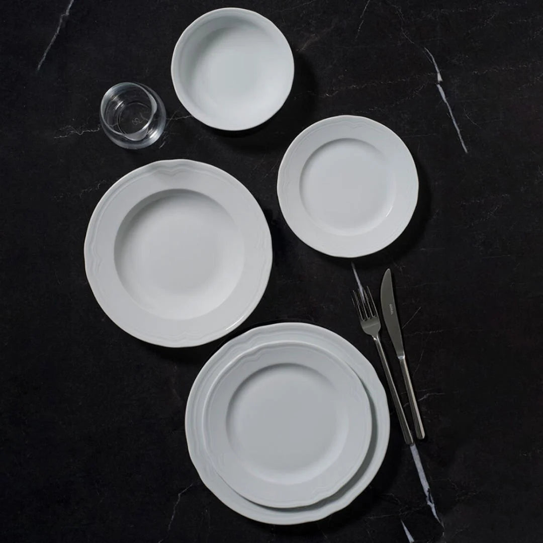 Gural Porselen Venedik 24 Piece Porcelain Dinner Set for 6 People, White