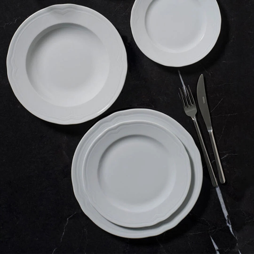Gural Porselen Venedik 24 Piece Porcelain Dinner Set for 6 People, White