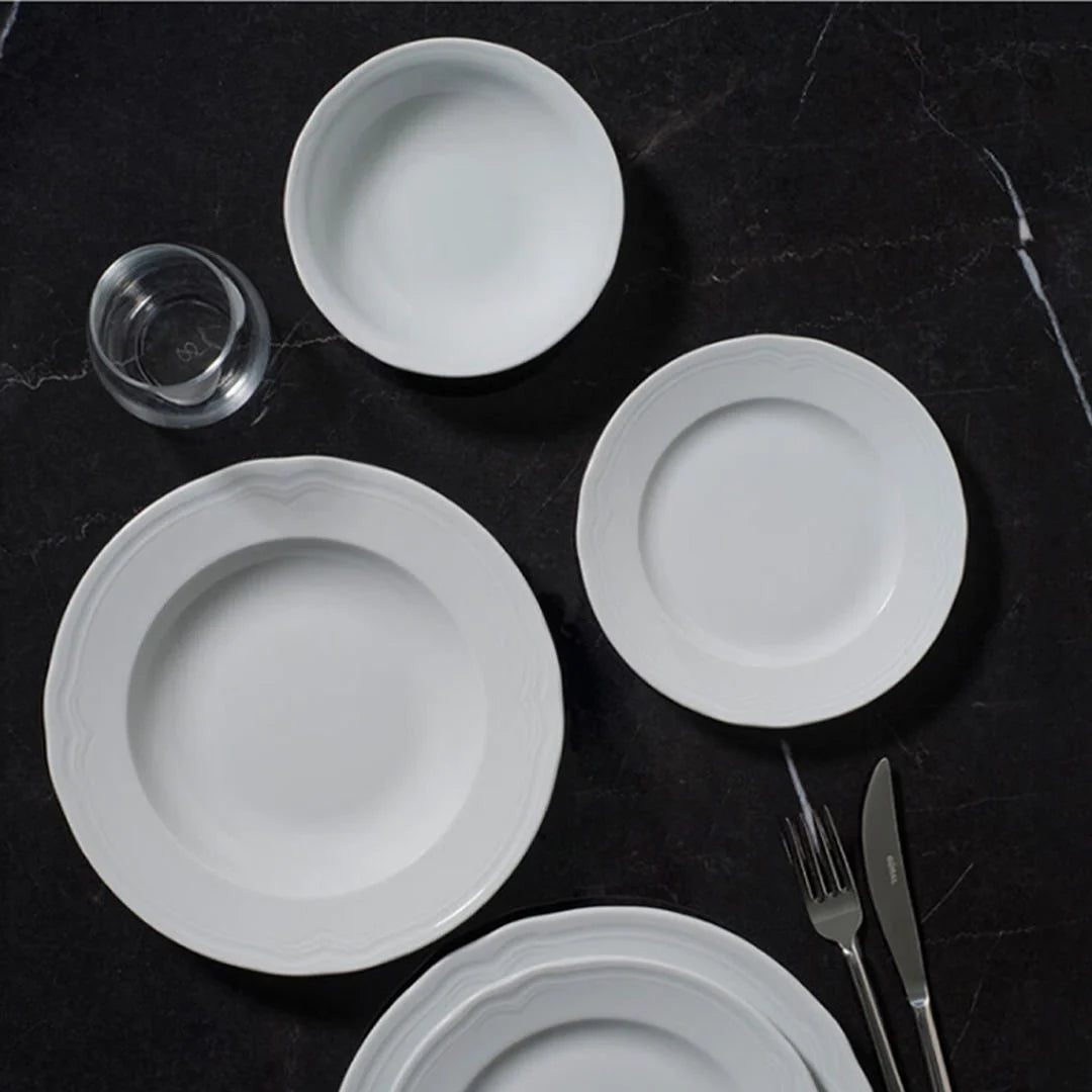 Gural Porselen Venedik 24 Piece Porcelain Dinner Set for 6 People, White