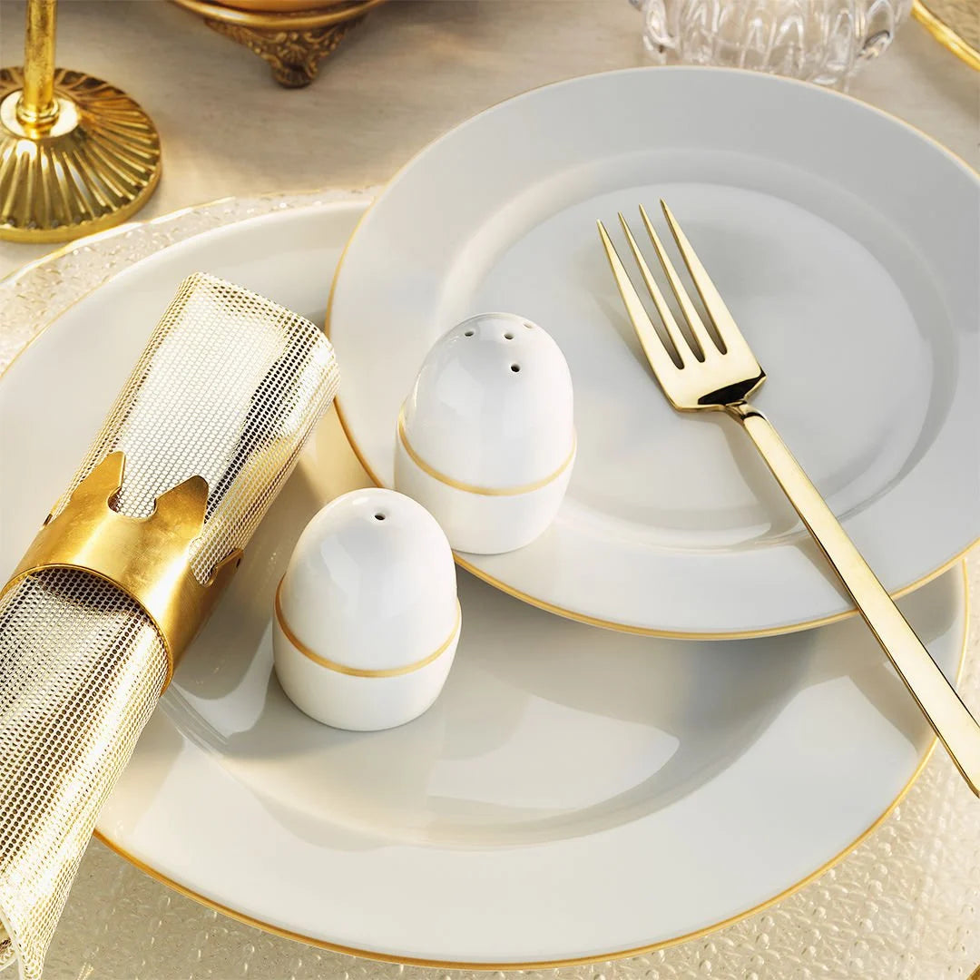 Porland Mina 56 Piece Porcelain Dinner Set for 12 People, Gold