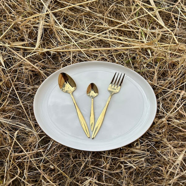 Fecra Ceyda 18 Piece Stainless Steel Dessert Cutlery Set for 6 People, Gold