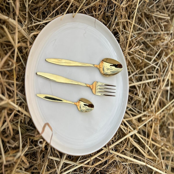 Fecra Ceyda 18 Piece Stainless Steel Dessert Cutlery Set for 6 People, Gold