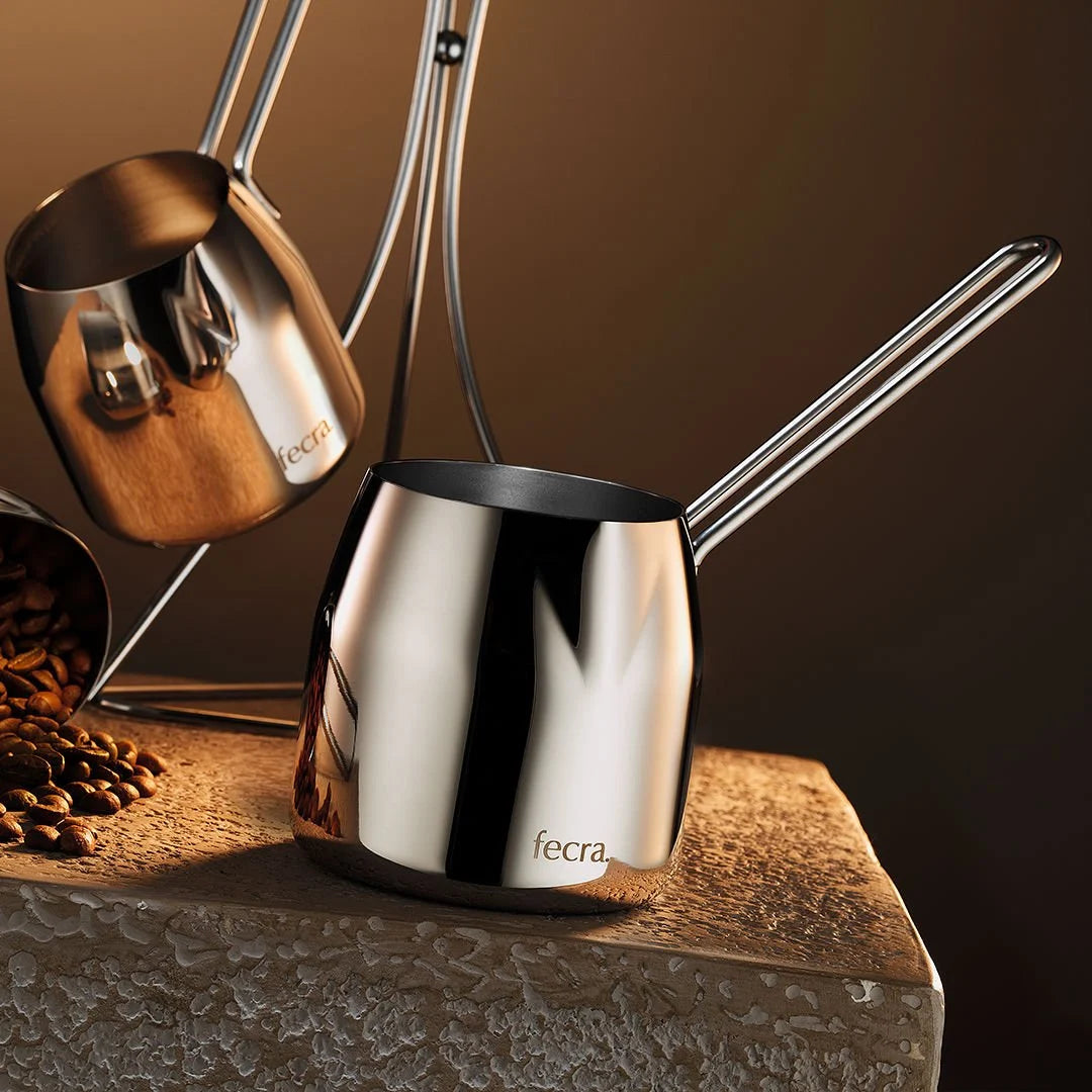 Fecra Arya 4 Piece Stainless Steel Coffee Pot Set, Silver