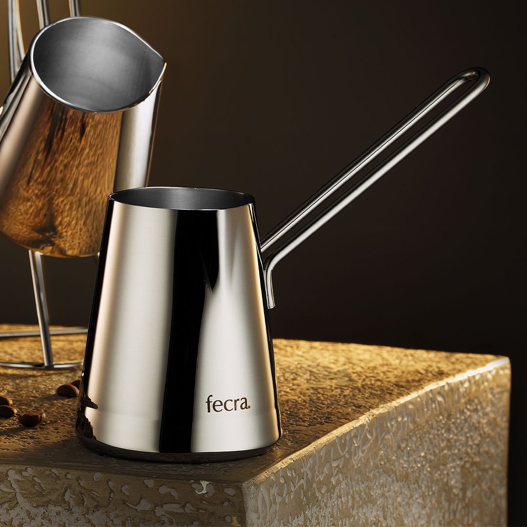 Fecra Dina 4 Piece Stainless Steel Coffee Pot Set, Silver