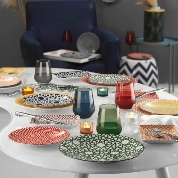 Kutahya Porcelain Zeugma 18 Piece Breakfast Set for 6 People, Assorted