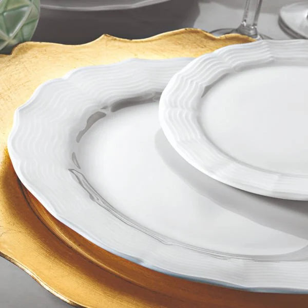 Porland Wavy 18 Piece Porcelain Dinner Set for 6 People, White