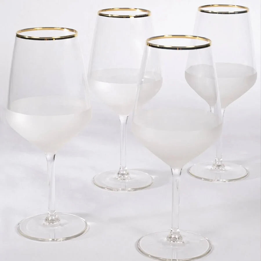 Rakle Nish Glass Set of 4 Wine Glasses 530ml, Clear/Frosted
