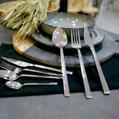 Fecra Doga 101 Piece Stainless Steel Cutlery Set for 12 People, Silver
