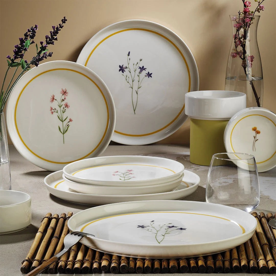 Güral Porcelain Bilbao Iris 18 Piece Porcelain Dinner Set, Cream/Multicoloured