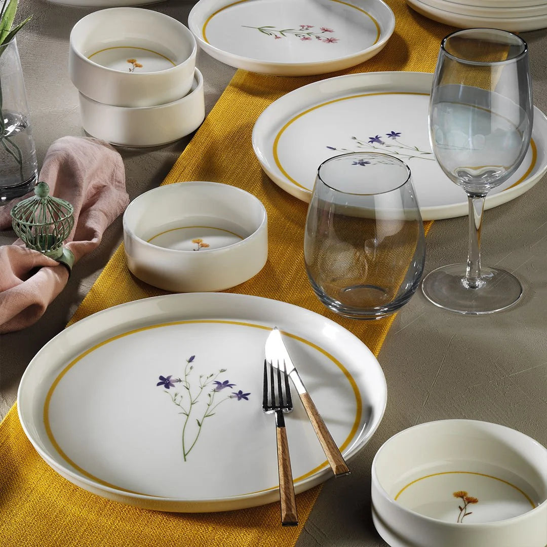 Güral Porcelain Bilbao Iris 18 Piece Porcelain Dinner Set, Cream/Multicoloured