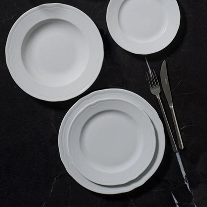 Güral Porcelain Venedik 24 Piece Porcelain Dinner Set for 6 People, White