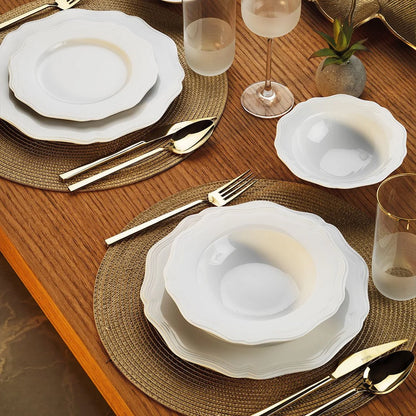 Porland Isabel 24 Piece Porcelain Dinner Set for 6 People, White