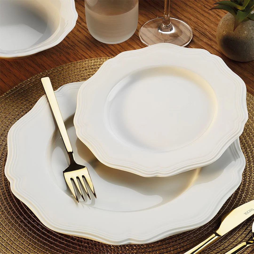 Porland Isabel 24 Piece Porcelain Dinner Set for 6 People, White