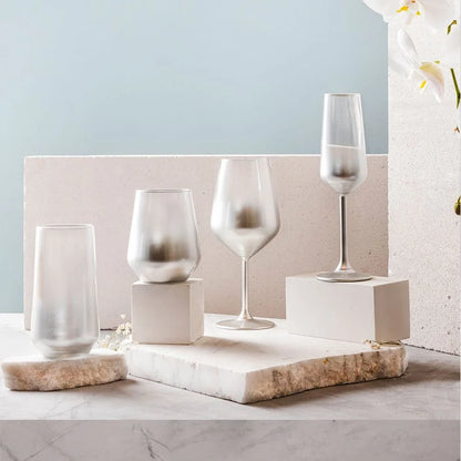 Rakle Glow Glass Set of 6 Wine Glasses 490ml, Silver