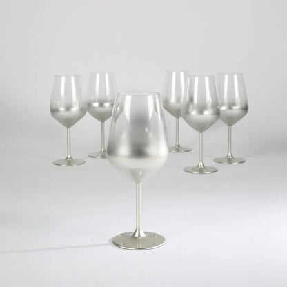 Rakle Glow Glass Set of 6 Wine Glasses 490ml, Silver