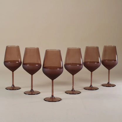 Rakle Matte Glass Set of 6 Wine Glasses 490ml, Brown