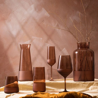 Rakle Matte Glass Set of 6 Wine Glasses 490ml, Brown