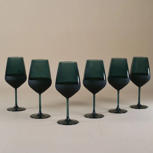 Rakle Matte Glass Set of 6 Wine Glasses 490ml, Green