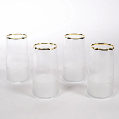 Rakle Nish Glass Set of 4 Tumbler Glasses 520ml, Clear/Frosted