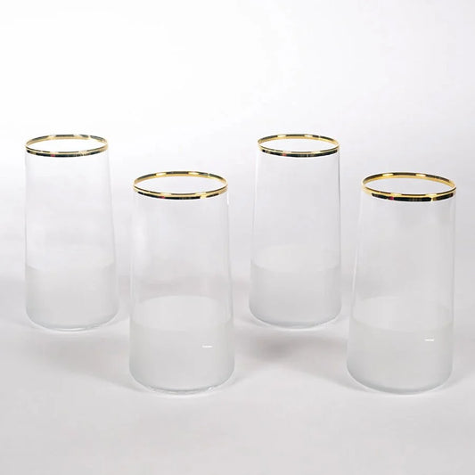 Rakle Nish Glass Set of 4 Tumbler Glasses 520ml, Clear/Frosted