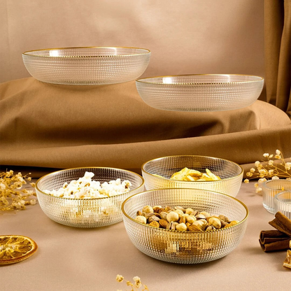 Fecra Loren Serving Bowl Set of 5, Clear/Gold
