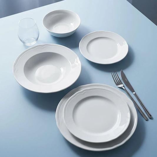 Gural Porselen Venedik 24 Piece Porcelain Dinner Set for 6 People, White