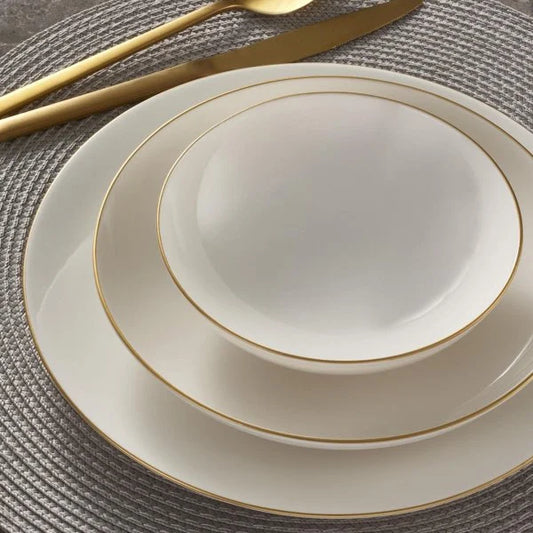 Güral Porselen Atina 18 Piece Porcelain Dinner Set for 6 People, Gold