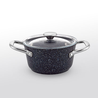 Fecra Starry 4 Piece Mini Granite Pan Set with Metal Handles, Black