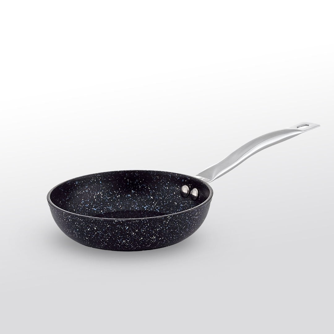 Fecra Starry 4 Piece Mini Granite Pan Set with Metal Handles, Black