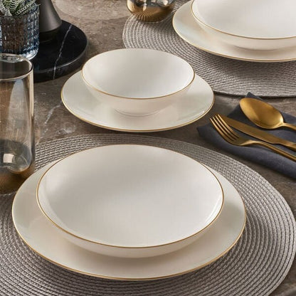Fecra Aren 16 Piece Porcelain Dinner Set for 4 People, Gold