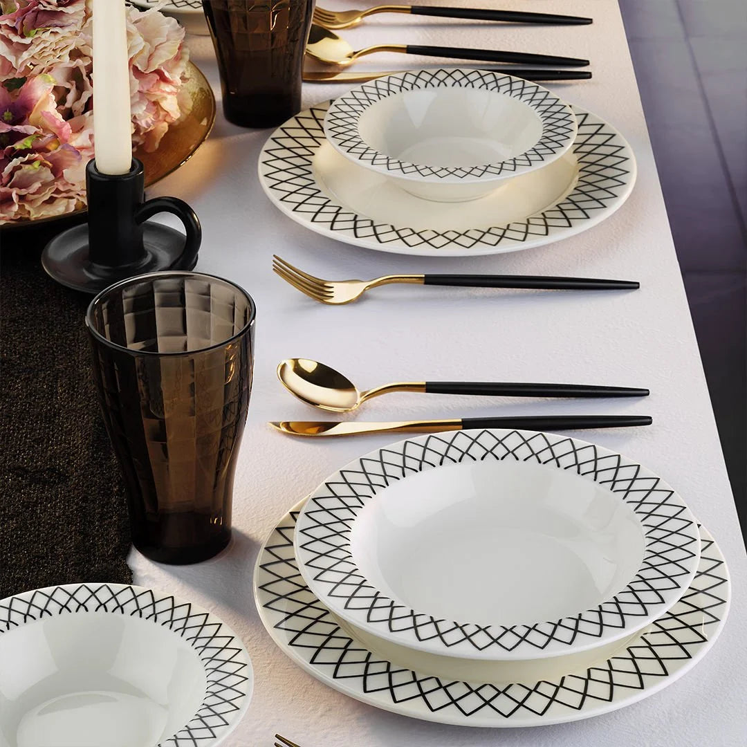 Fecra Lida 18 Piece Stoneware Dinner Set for 6 People, White