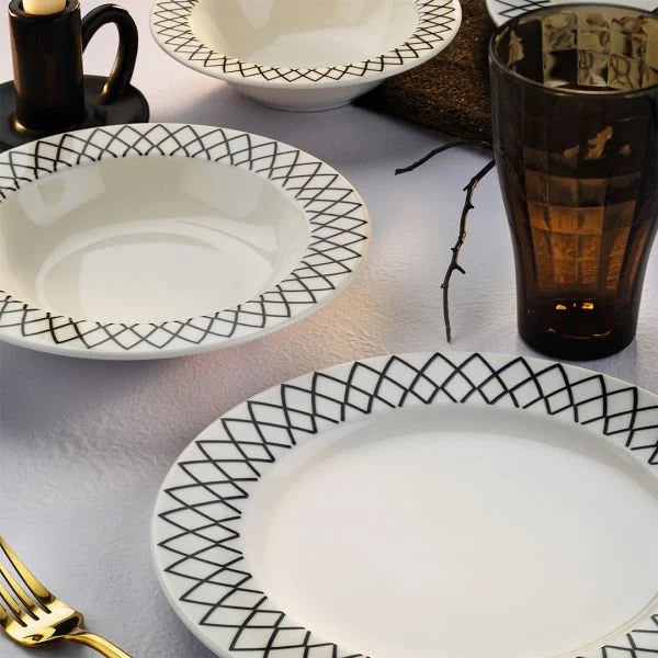 Fecra Lida 18 Piece Stoneware Dinner Set for 6 People, White