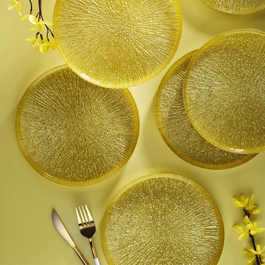 Fecra Rita 6 Piece Dessert Plates Serveware Set 21cm, Yellow