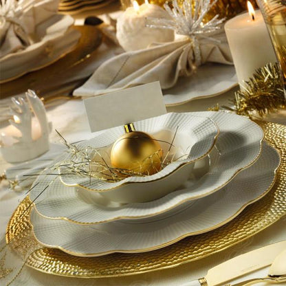 Kütahya Porcelain Milena 24 Piece Dinner Set for 6 People, Cream/Gold