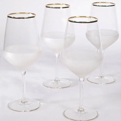 Rakle Nish Glass Set of 4 Wine Glasses 530ml, Clear/Frosted
