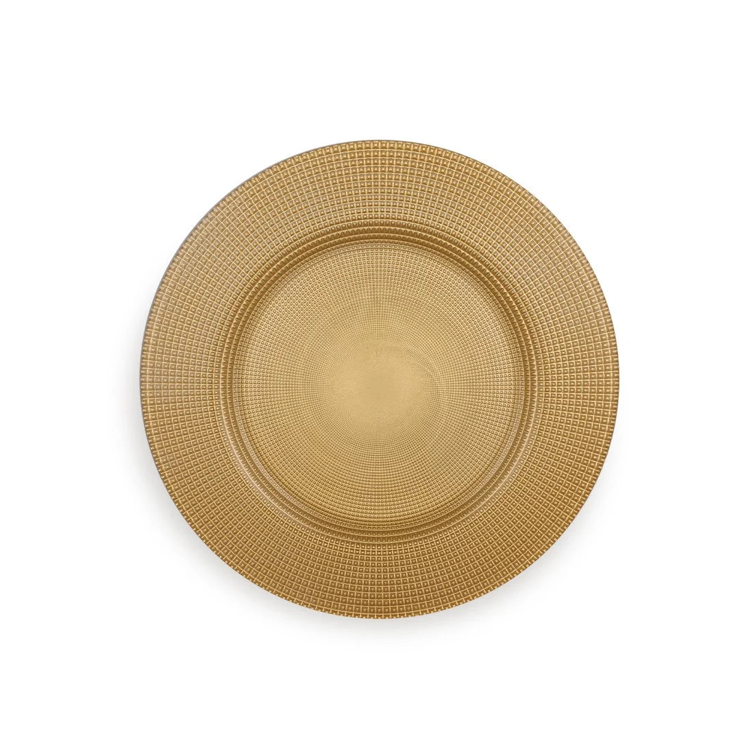 Fecra Supla 6 Piece Glass Plates Serveware Set 33cm, Gold