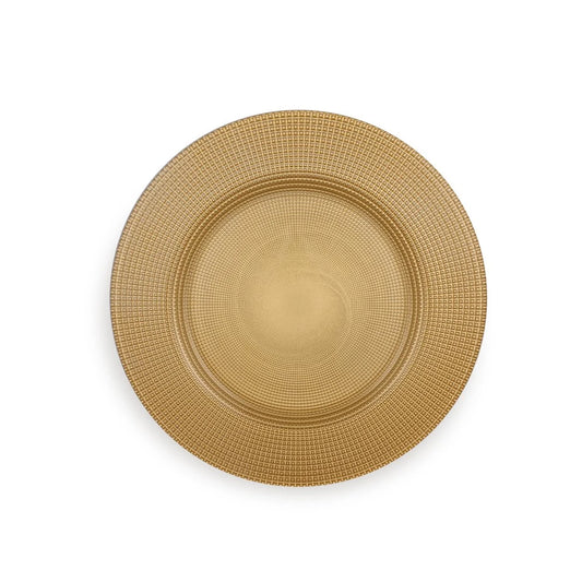 Fecra Supla 6 Piece Glass Plates Serveware Set 33cm, Gold